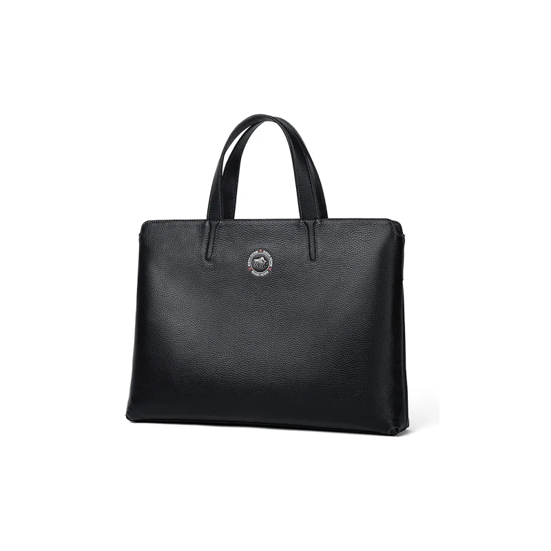 BISON DENIM Cow Leather Briefcases Handbags Regular Men's Black-0
