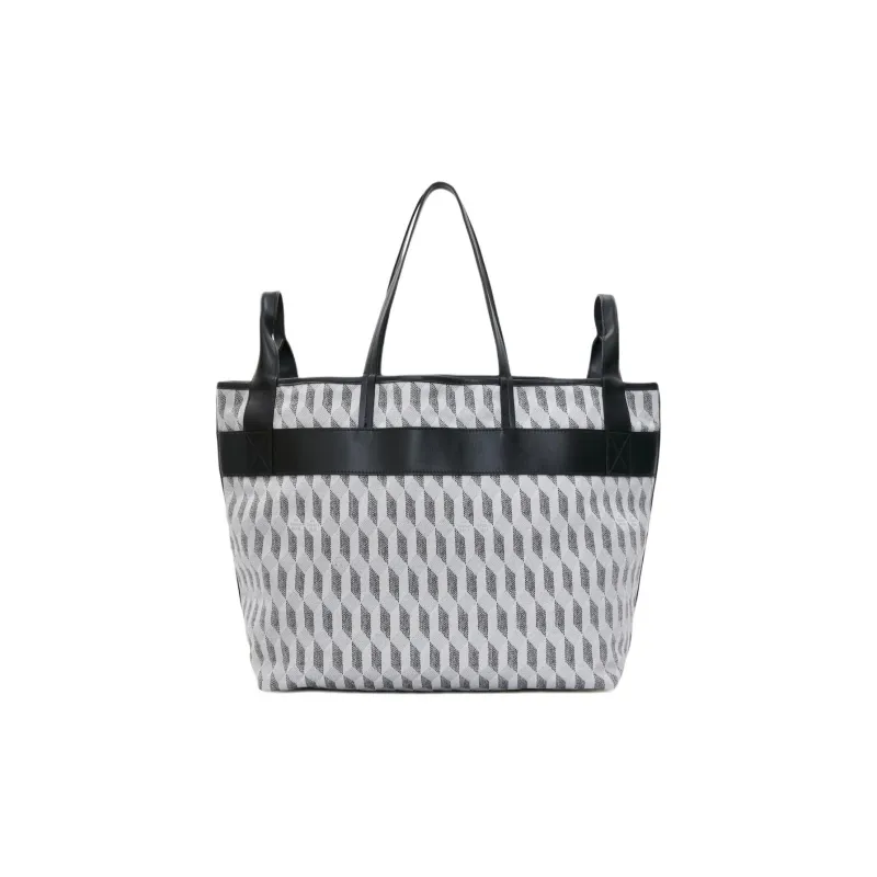 AU DEPART Reflective Jacquard Tote Bag Shopping Bag Handbag Small Size Women's White-2