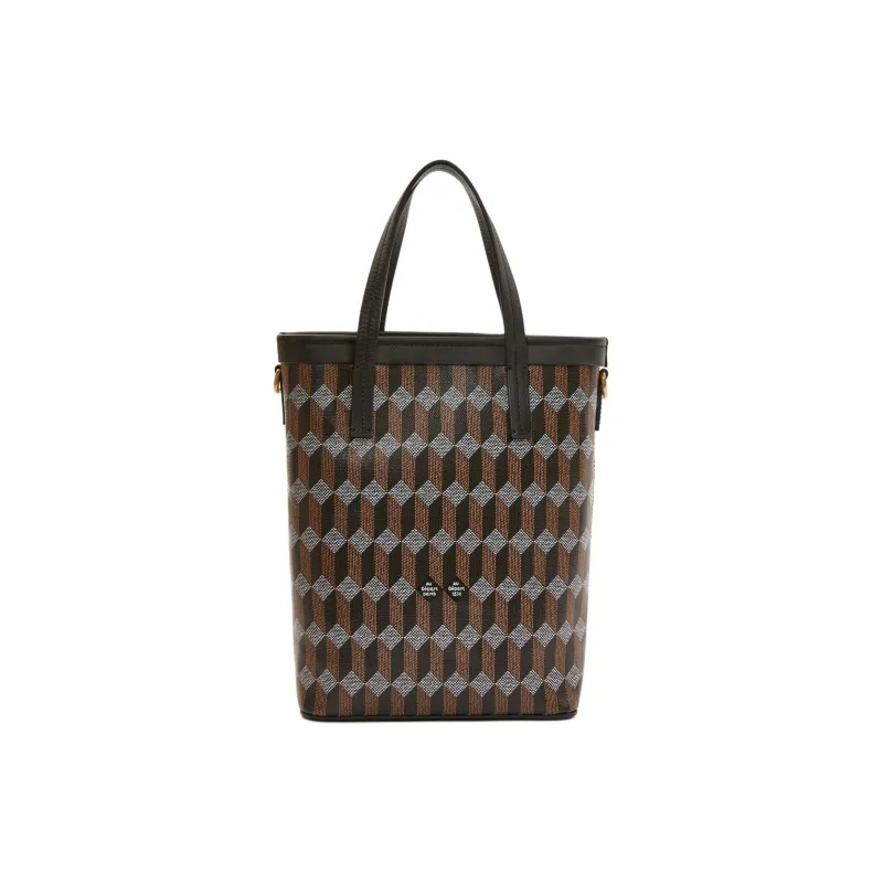 AU DEPART Cotton Coated Canvas Tote Bag Shopping Bag Handbag Women's Black-2