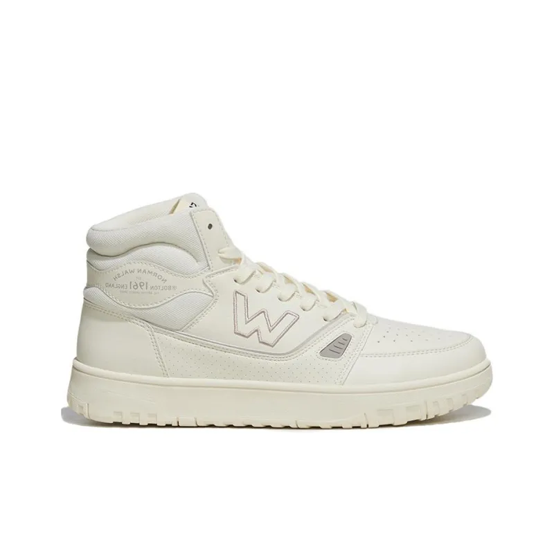 Norman Walsh White Sneakers Mid Top Skateboard Shoes Unisex Ecru-1