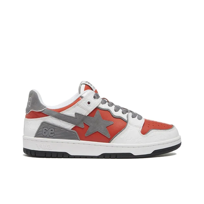 A BATHING APE SK8 STA Stylish Skateboarding Shoes Women's White Red-1