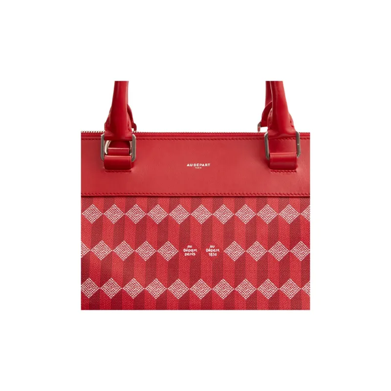 AU DEPART Coated Cotton Canvas One Shoulder Handbags Large Size Women's Red-5