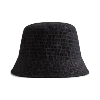 KITH Monogram Flocked Denim Bucket Cap
