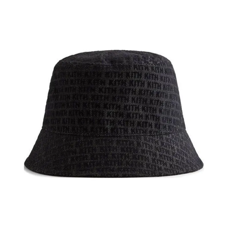 KITH Monogram Flocked Denim Bucket Cap-0