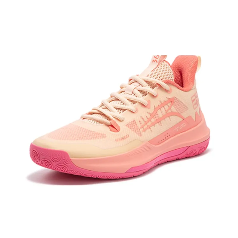 361° DVD Team Red Coral Cushioning Anti Slip Wear Resistant Breathability Low Top Basketball Shoes Men's Pink-1