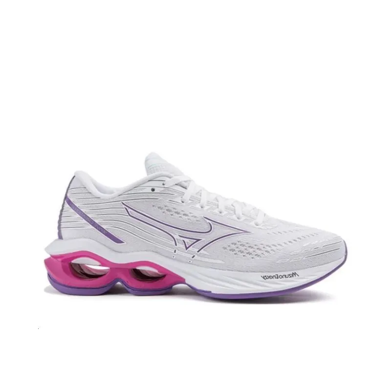 Mizuno Creation 24 Wave Cushioning Anti Slip And Wear Resistant Low Top Running Shoes Unisex White Purple Red-1