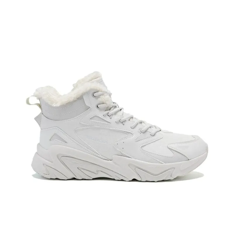 QIAODAN Durable Warm High Top Chunky Sneakers Men's White-1