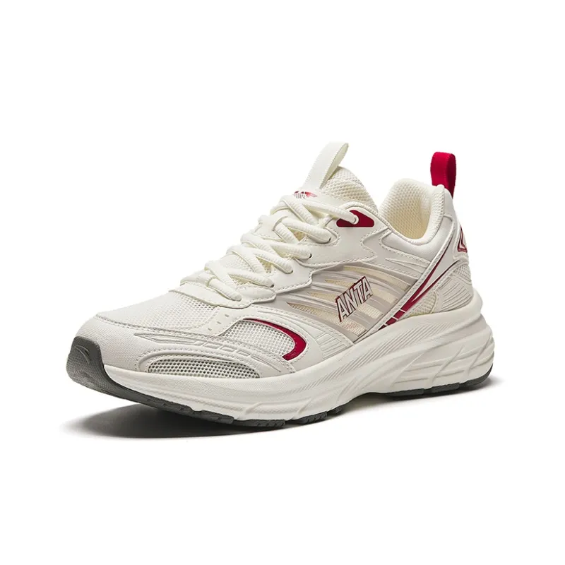 Anta Running Collection Anti-Slip And Wear-Resistant Height Increasing Low-Top Running Shoes Men's White Red-1