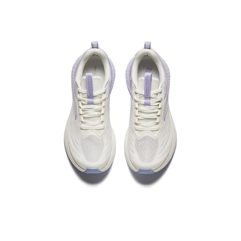 Anta C37+ Cushioned Wear Resistant Breathable Height Increasing Low Top Casual Running Shoes Women's White Purple-2