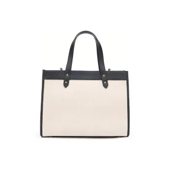 COOGI Cow Leather Tote Bag Shopping Bag Crossbody Bags Handbags Large Size Women's Ecru/Verdant Green