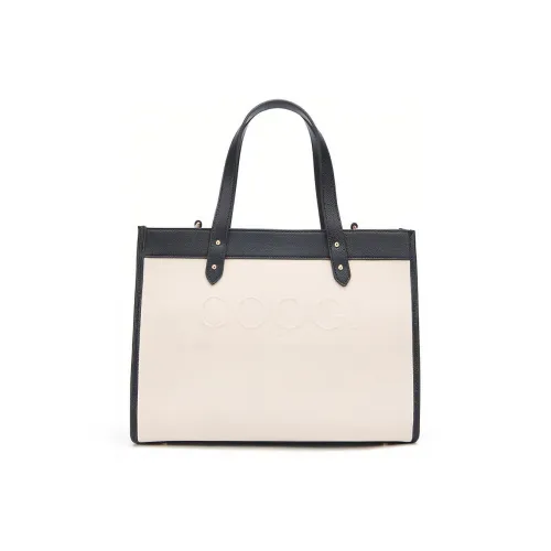 COOGI Cow Leather Tote Bag Shopping Bag Crossbody Bags Handbags Large Size Women's Ecru/Verdant Green