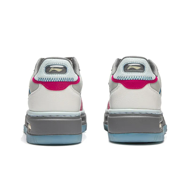 LiNing Future C1 Cushioning Anti Slip And Wear Resistant Support Low Top Casual Shoes Women's White Gray Pink-5