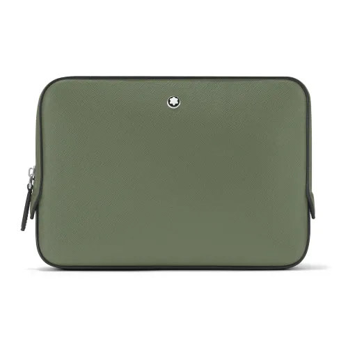 MONTBLANC Leather Messenger Bag One Shoulder Crossbody Clutch Small Size Men's Forest Green