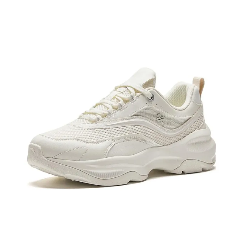 Anta Bai Wei Cushioned Wear Resistant Breathable Height Increasing Low Top Casual Shoes Women's Ivory White-1