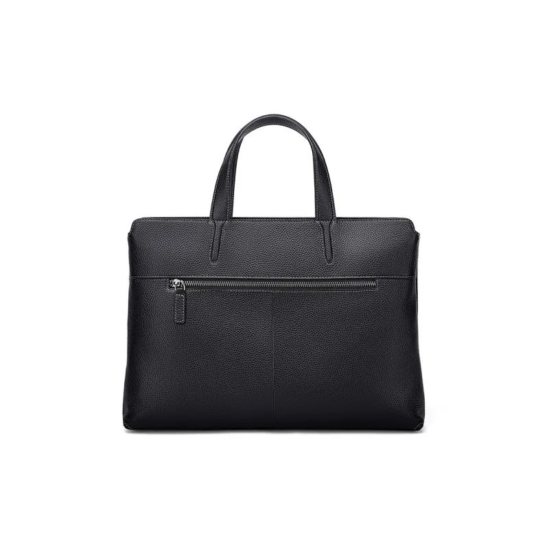 BISON DENIM Cow Leather Briefcases Handbags Regular Men's Black-2