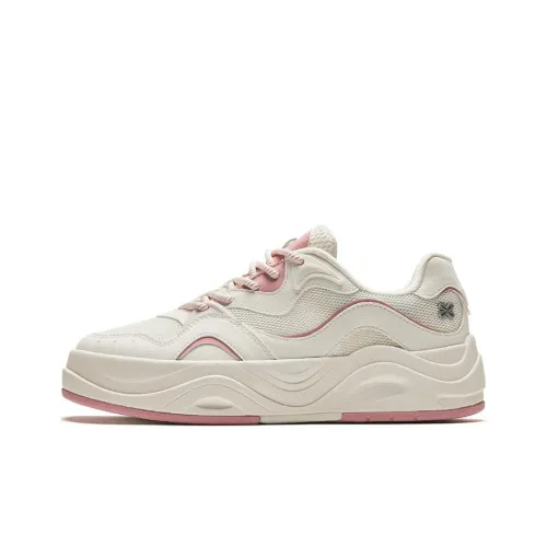 Anta Seaweed Height Increasing Lightweight Low Top Skateboard Shoes Women's White Pink