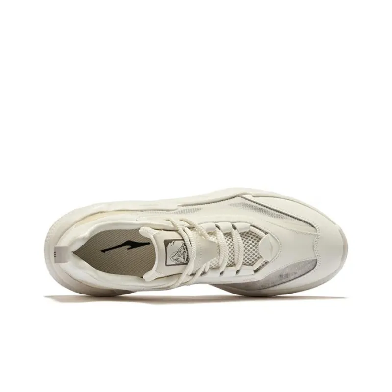 Erke Wu Yan 3.0 Cushioning Wear Resistant Low Top Chunky Sneakers Men's Microcrystal White Wild Gray-2
