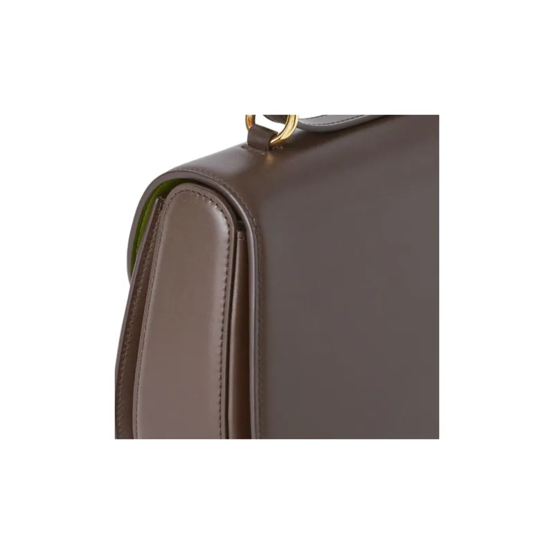 Loro Piana Ghiera Calfskin Handbag Shoulder Bag Crossbody Bag Medium Size Women's Dark Chocolate Licorice & Matcha Pink-2