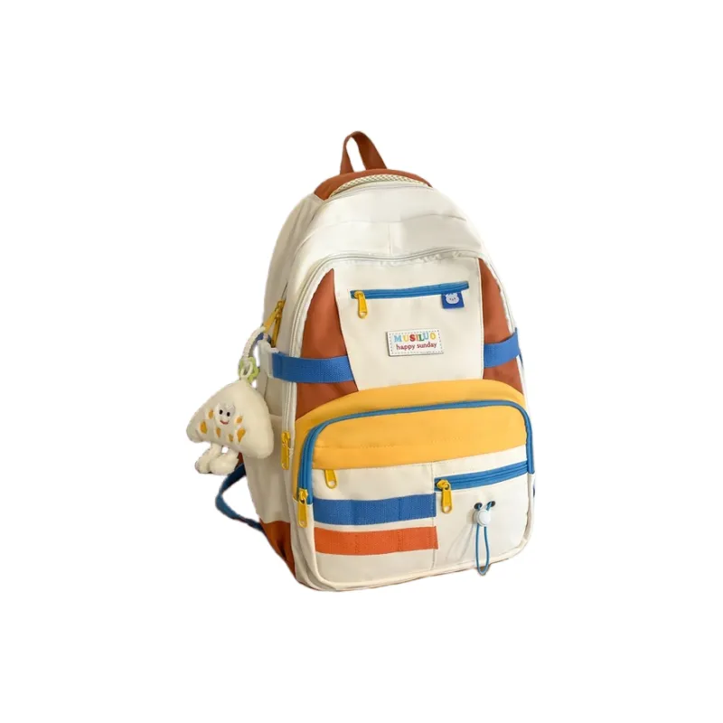 NX DOUGHNUT Nylon Backpack Backpack Large Size Unisex Yellow/Green/Pink/Black-2