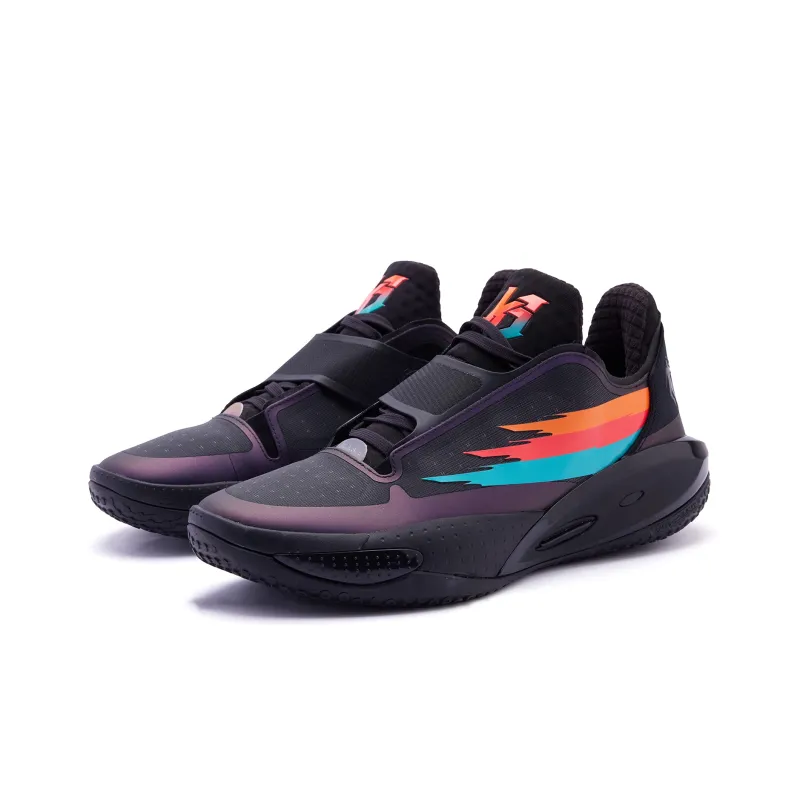 QIAODAN Sharp Edge RISE1.5 Stinging Honey Cushioning Wear Resistant Low Top Basketball Shoes Men's Black Blue-3