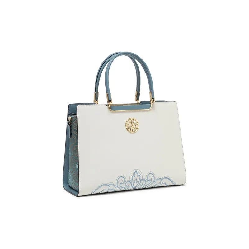 Geshiman Cow Leather Crossbody Handbags Regular Women's Ecru/Black/Apricot/Royal Blue/Burgundy-2