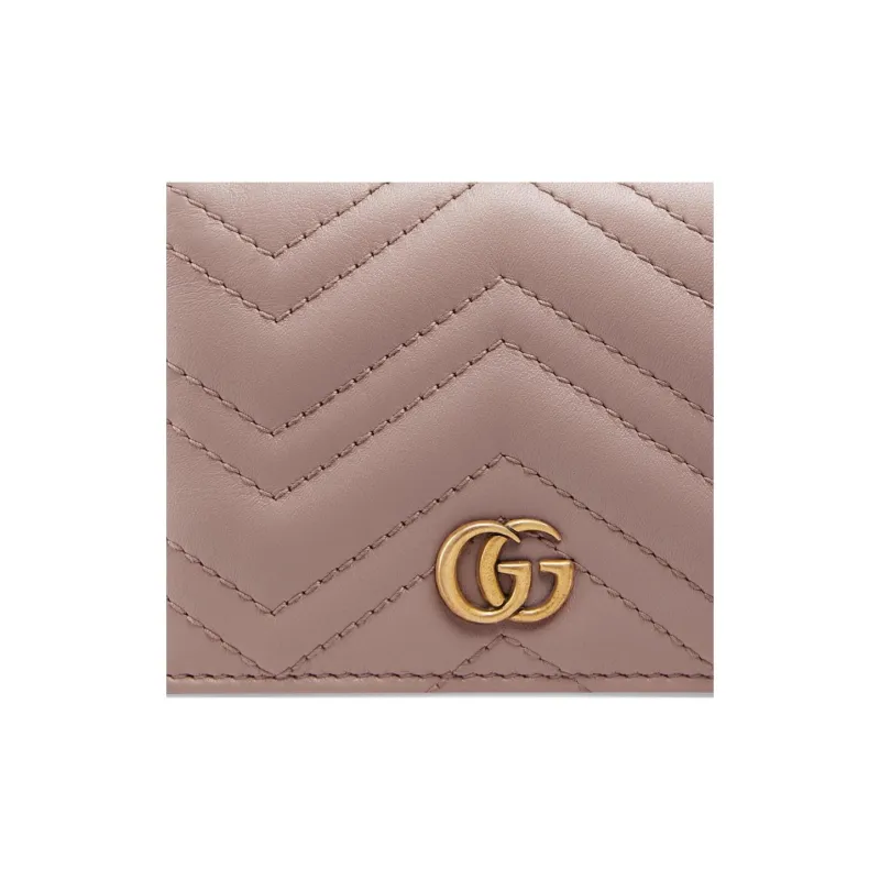 GUCCI GG Marmont Leather Wallet With Coin Pocket And Card Holder Women's Nude-4
