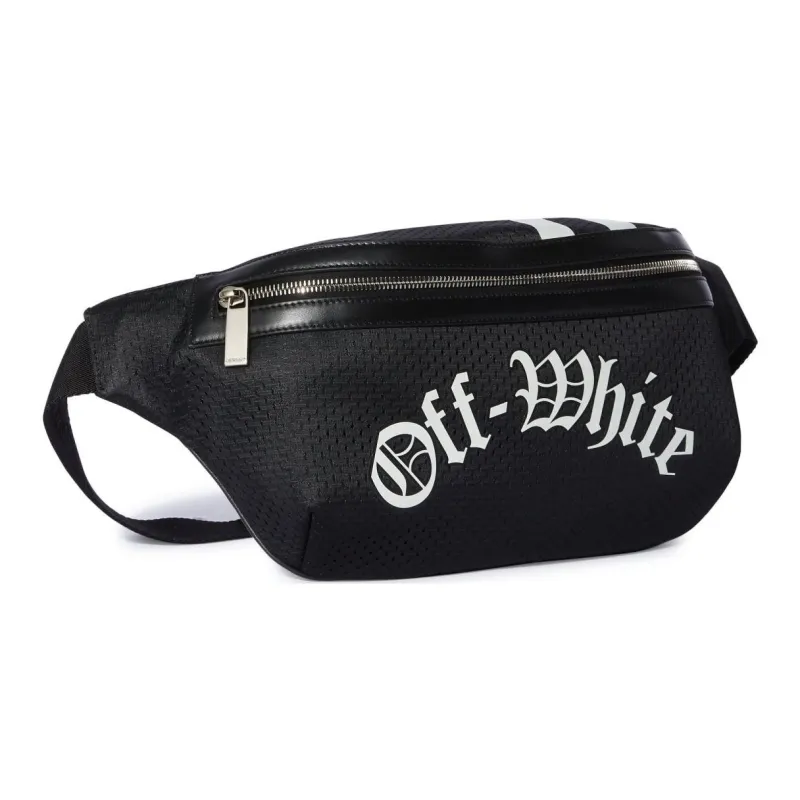 OFF WHITE Polyamide One Shoulder Crossbody Fanny Pack Men's Black & White-1