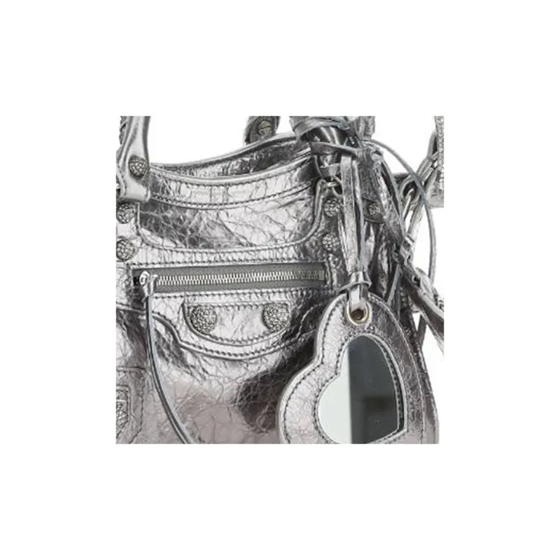 Balenciaga Neo Cagole Lambskin Shoulder Bag, Crossbody Bag, Handbag Extra Small Women's Silver-6