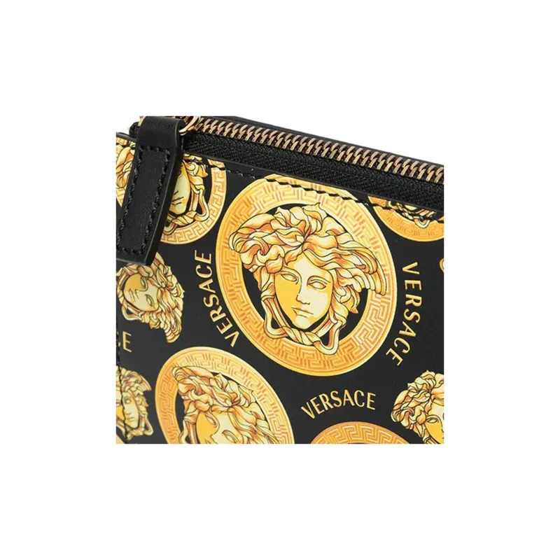 VERSACE Leather Briefcase Commute Bag Clutch Unisex Color Block-4