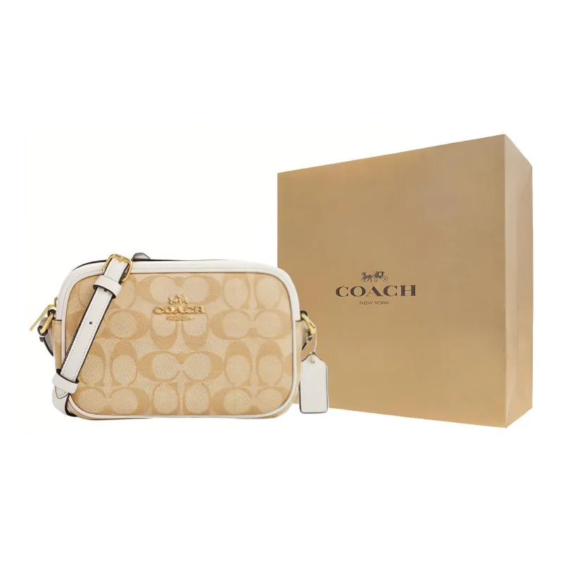 COACH Jamie Canvas With Leather Camera Bag, Shoulder Bag, Crossbody Bag Mini Women's Light Khaki With Chok Color-5