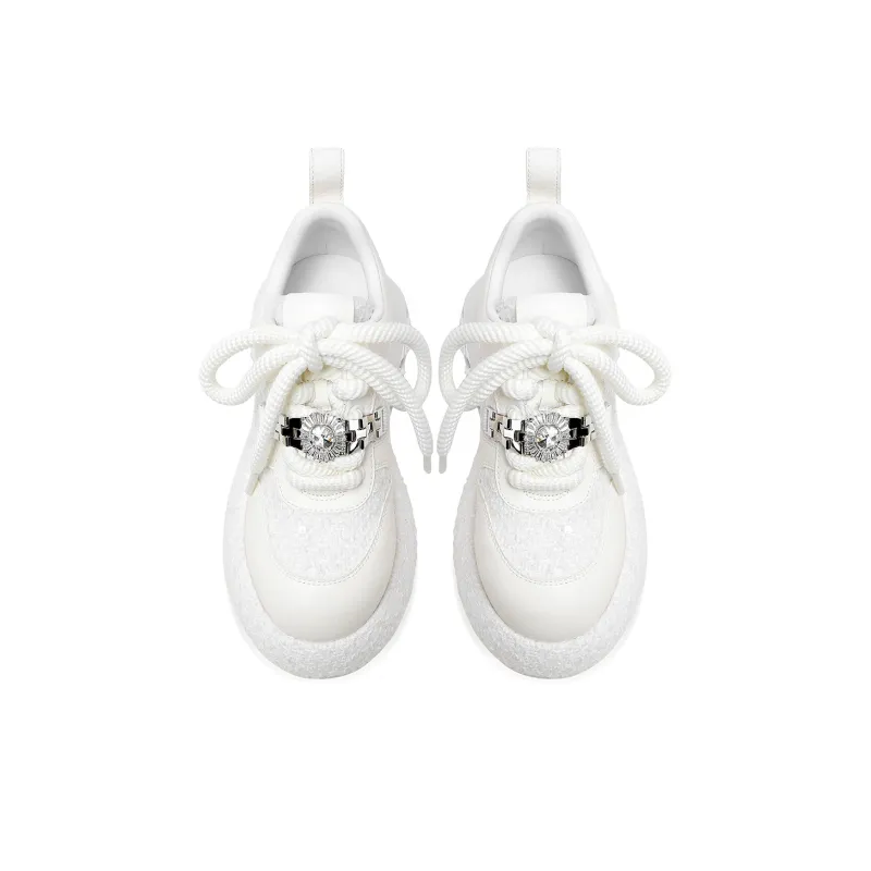 Hoov Anti-Slip And Wear-Resistant Height Increasing Low-Top Casual Shoes Women's Coconut Milk White-3