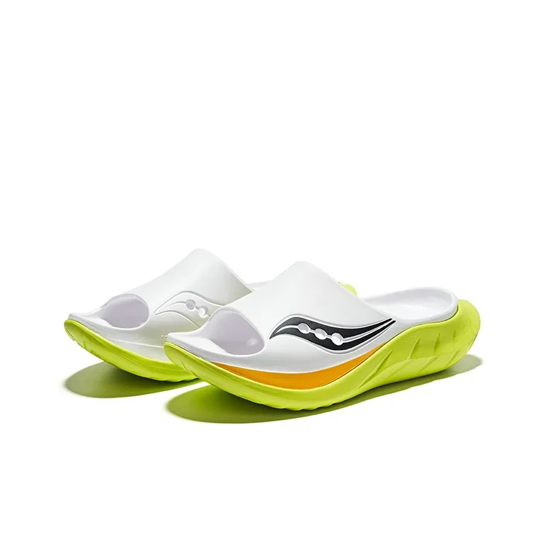 Saucony Cradle 2 EVA Cut Out Slip Resistant Slide Slippers Unisex White Green Black-2