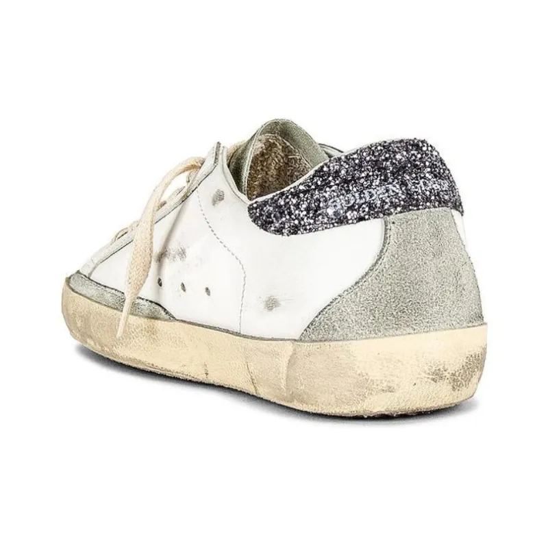 Golden Goose Super Star White Dark Grey Glitter Women's-4