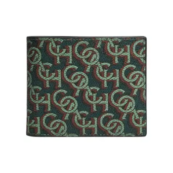 COACH 3 IN 1 Wallet Printed Coated Canvas Card Holder Wallet Men's Amazon Green