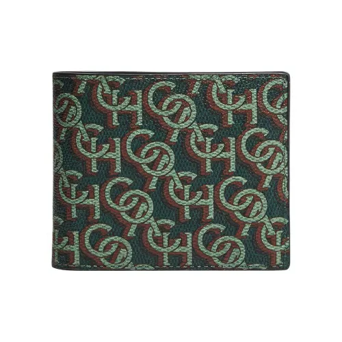 COACH 3 IN 1 Wallet Printed Coated Canvas Card Holder Wallet Men's Amazon Green
