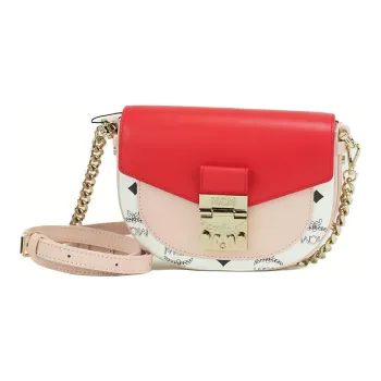 MCM Leather Chain Bag, Shoulder Bag, Crossbody Bag Women's White