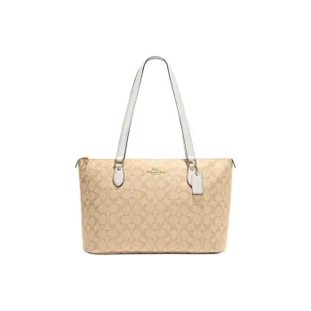 COACH Gallery PVC Tote Bag Shopping Bag Handbag Shoulder Bag Women's Light Khaki