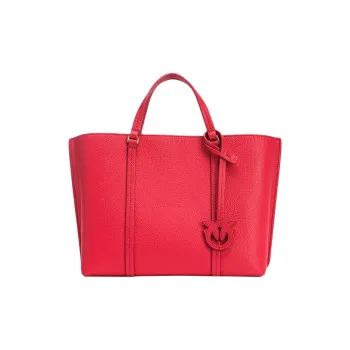 PINKO Leather Tote Bag Shopping Bag Handbag Women's Red