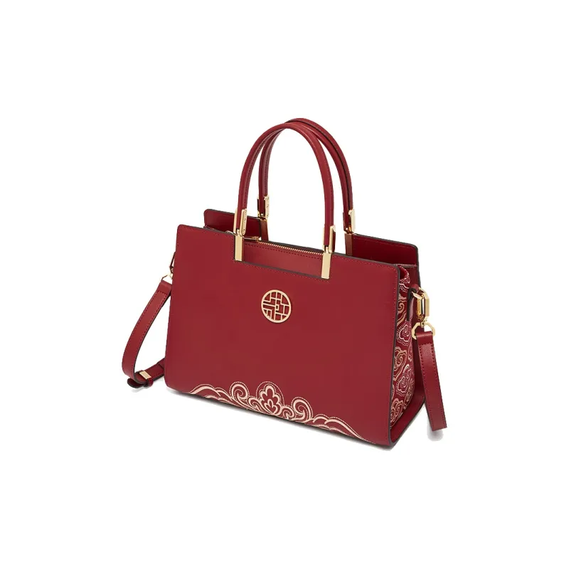 Geshiman Cow Leather Handbag Regular Women's Ecru/Royal Blue/Apricot/Burgundy-11