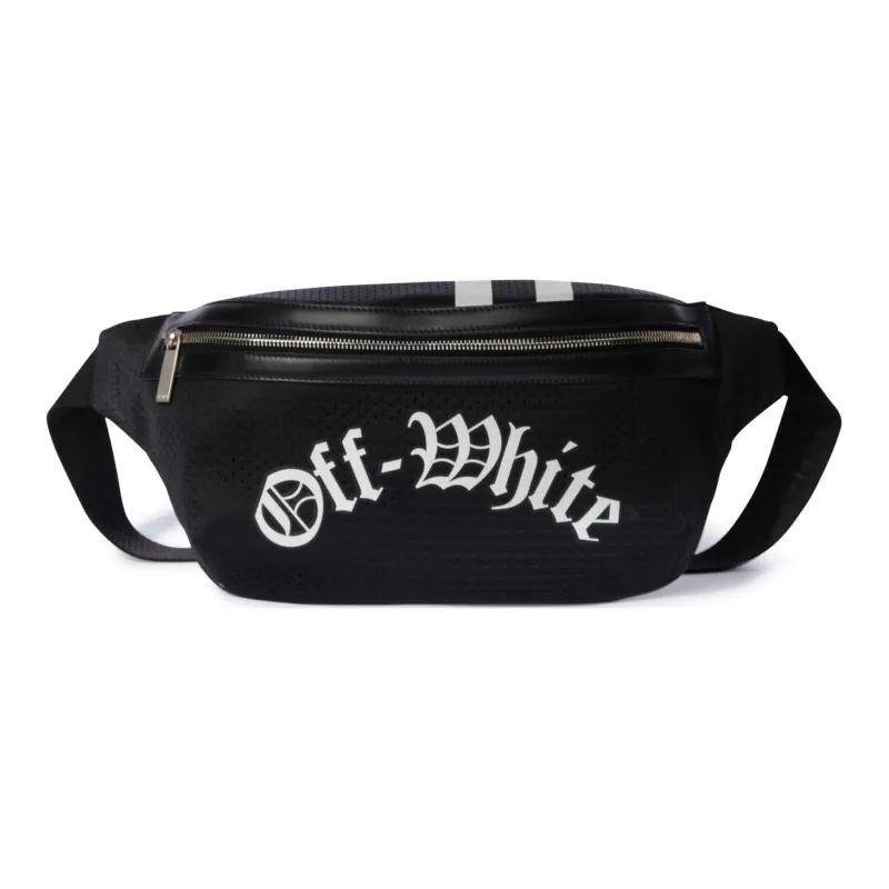 OFF WHITE Polyamide One Shoulder Crossbody Fanny Pack Men's Black & White-0