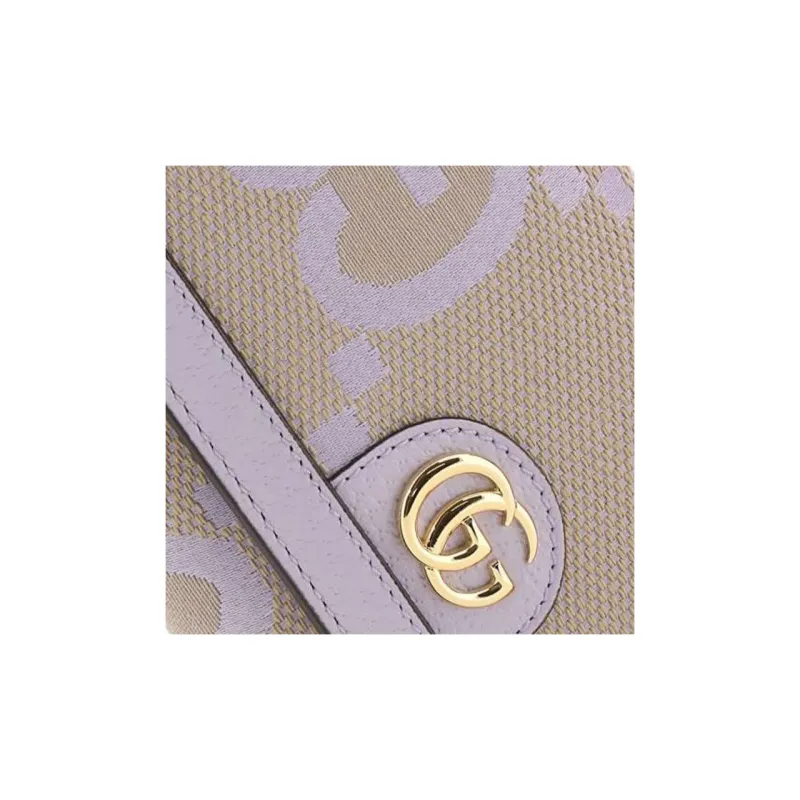 GUCCI Ophidia Canvas With Leather Wallet Women's Beige/Light Purple-3