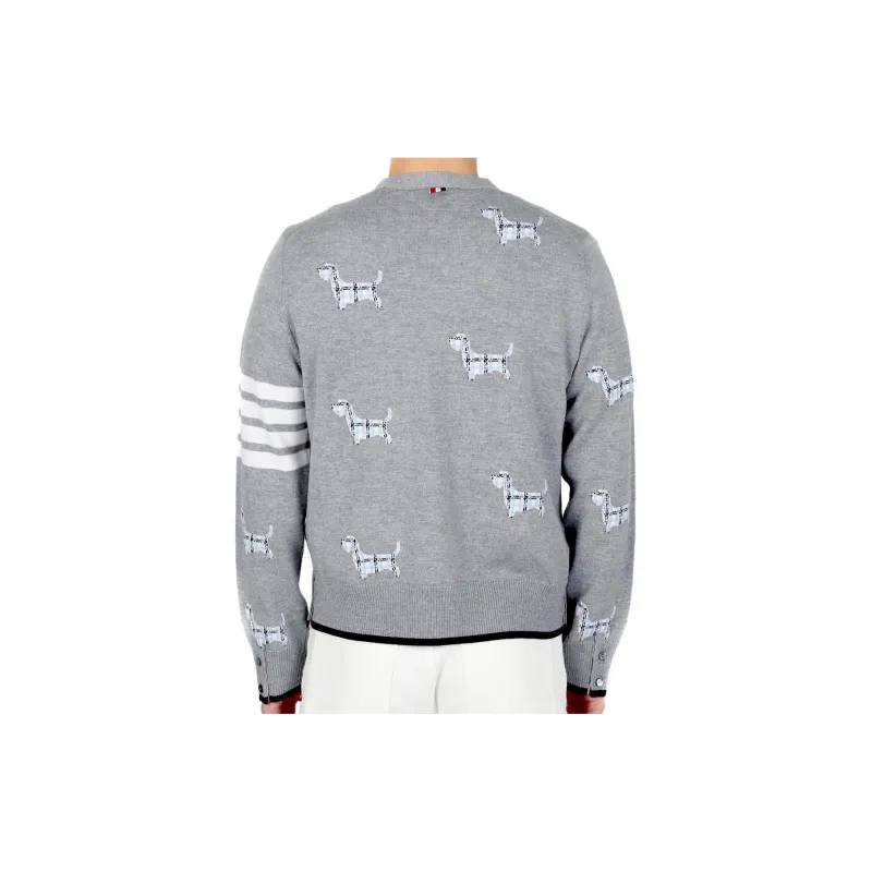 THOM BROWNE 4 Bar V Neck Hector Cardigan-1