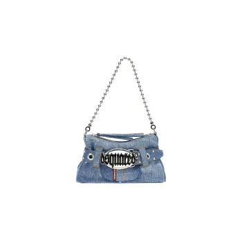 DSQUARED 2 Gothic Logo Plaque Denim Shoulder Bag