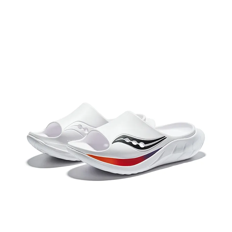 Saucony Cradle 2 EVA Cut Out Slip Resistant Slide Slippers Unisex White Orange Black-2