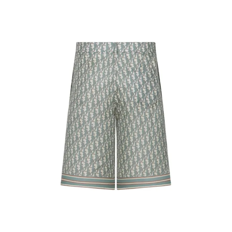 DIOR SS24 Oblique Bermuda Shorts Casual Shorts Men's Gray Green-1