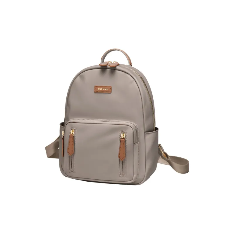 POLO Fabric Graduation Travel Backpack Medium Size Women's Ecru & Apricot/Gray & Brown-8