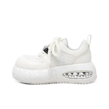 Hoov Anti-Slip And Wear-Resistant Height Increasing Low-Top Casual Shoes Women's Coconut Milk White