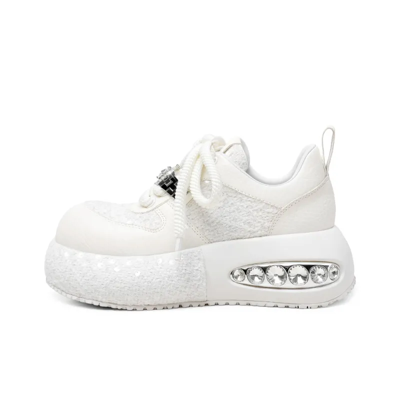 Hoov Anti-Slip And Wear-Resistant Height Increasing Low-Top Casual Shoes Women's Coconut Milk White-0