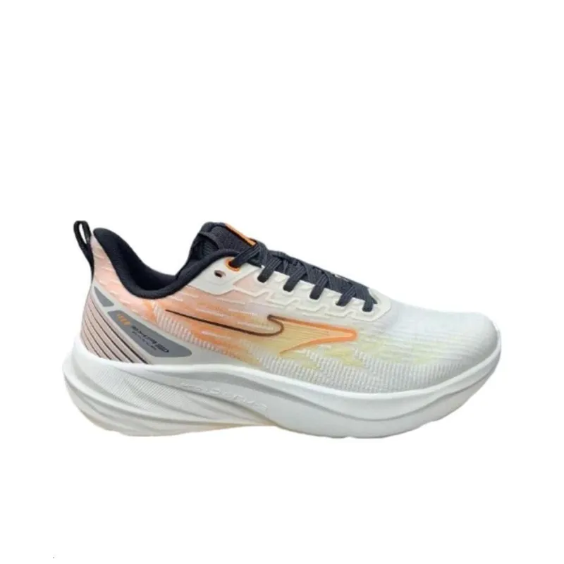 Erke Cushioning Low Top Casual Running Shoes Men's White Orange-1