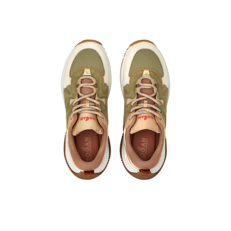HOGAN H597 Shock Absorbers With Slip Resistant And Abrasion Resistant Properties Low Top Casual Shoes Women's Green-4